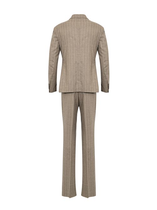 Abito doppiopetto in lana e cashmere gessato Tortora Tagliatore | 2SVS20B11 C90055 ET835727